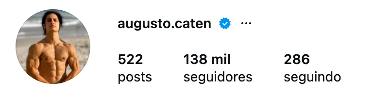 Perfil de Augusto Caten no Instagram, @augusto.caten: 138 mil seguidores