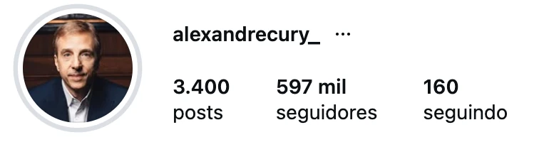 Perfil de Alexandre Cury no Instagram, @alexandrecury_: 597 mil seguidores