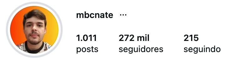 Perfil de Nathan MBC no Instagram, @mbcnate: 272 mil seguidores