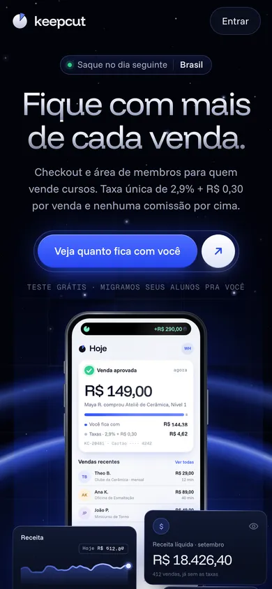 A mesma página no celular