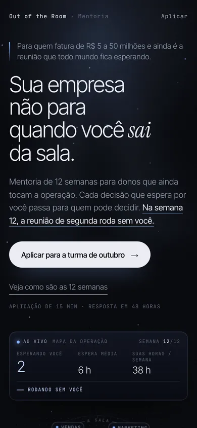 A mesma página no celular